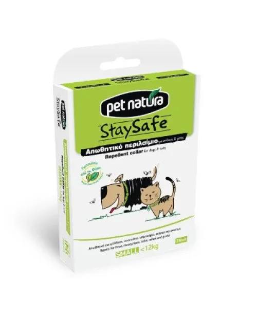 Pet Natura Stay Safe Φυτικό Αντιπαρασιτικό Περιλαίμιο για σκύλους και γάτες 39cm Small