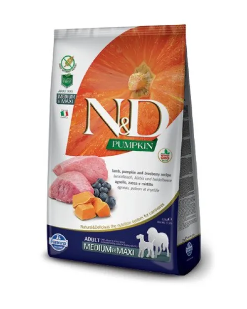 N&D Pumpkin Lamb and Blueberry Adult Med/Max 12 Kg +ΚΑΔΟΣ ΑΠΟΘΗΚΕΥΣΗΣ ΔΩΡΟ
