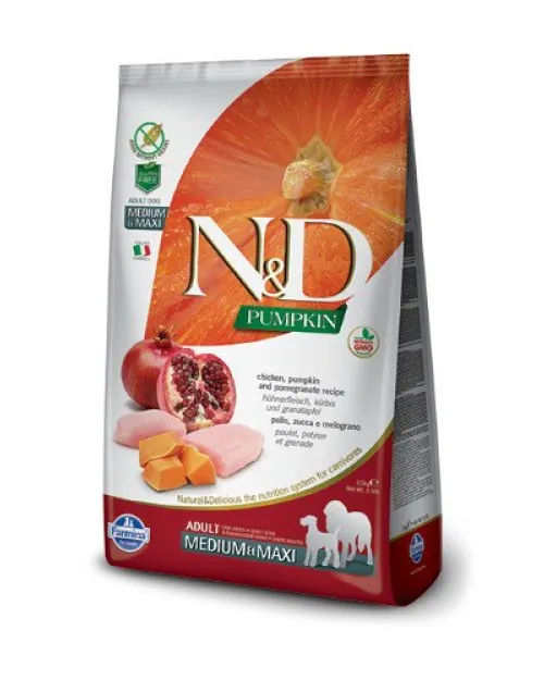 N&D Pumkin Chicken & Pomegranate Adult Medium/Maxi 12Kg +ΚΑΔΟΣ ΑΠΟΘΗΚΕΥΣΗΣ ΔΩΡΟ