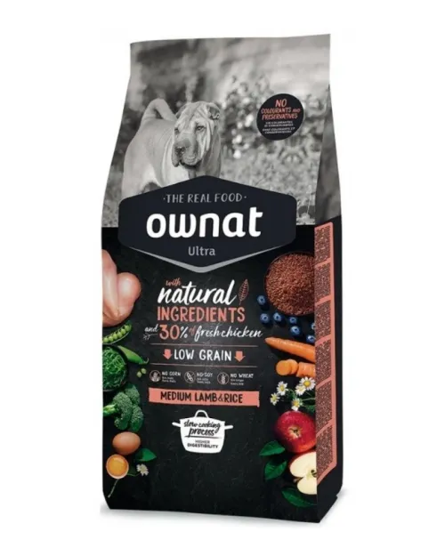 OWNAT ULTRA LOW GRAIN MEDIUM ADULT ΑΡΝΙ ΚΑΙ ΡΥΖΙ 3KG