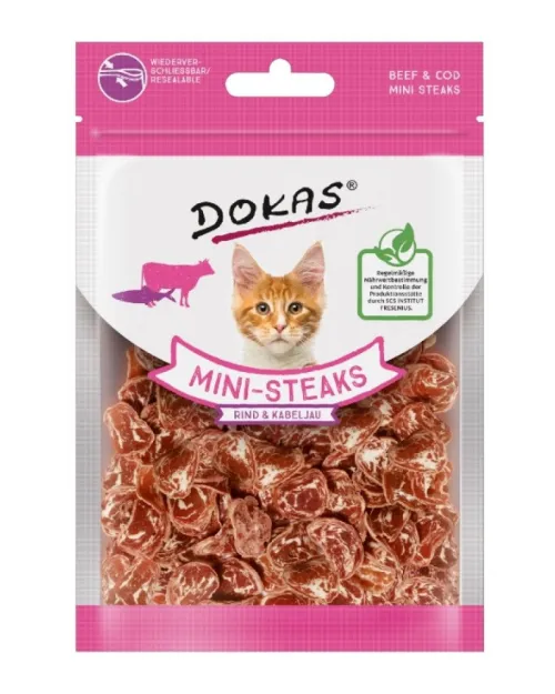 ΛΙΧΟΥΔΙΕΣ ΓΑΤΑΣ DOKAS MINI-STEAKS WITH BEEF & COD 25GR
