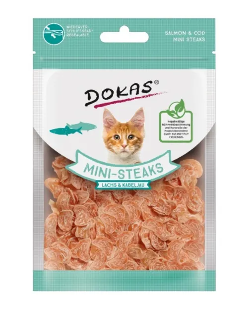ΛΙΧΟΥΔΙΕΣ ΓΑΤΑΣ DOKAS MINI-STEAKS WITH SALMON & COD 25GR