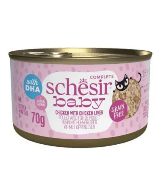 Schesir Cat Baby Wholefood κοτόπουλο με συκώτι 12x70gr