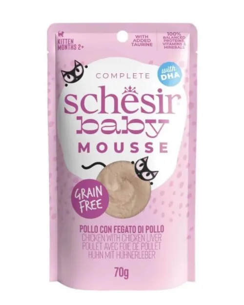Schesir Baby Cat Pouch Mousse κοτόπουλο με συκώτι 12x70gr