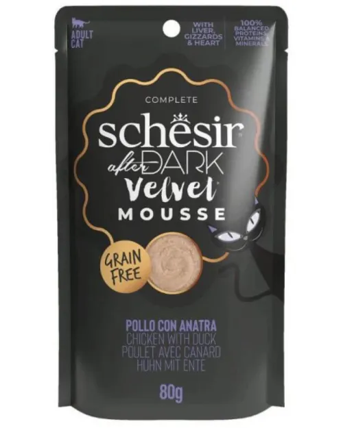 Schesir Cat After Dark Velvet Mousse pouch κοτόπουλο με πάπια 12x80gr