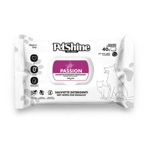 Petshine Υγρά Μαντηλάκια Καθαρισμού Passion (40 Φυλλα)