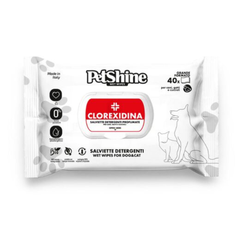 Petshine Υγρά Μαντηλάκια Καθαρισμού Chlorhexidine (40 Φυλλα)