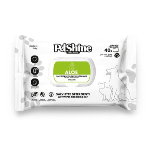Petshine Υγρά Μαντηλάκια Καθαρισμού Aloe Vera (40 Φυλλα)