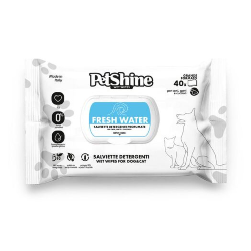 Petshine Υγρά Μαντηλάκια Καθαρισμού Fresh Water (40 Φυλλα)