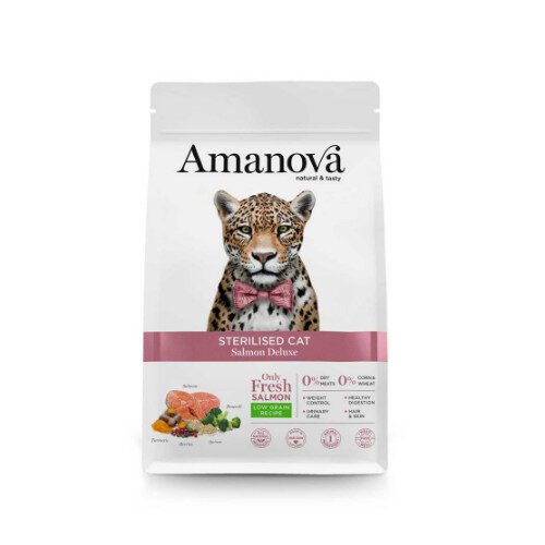 AMANOVA LOW GRAIN Sterilised Cat Salmon Deluxe 1.5kg