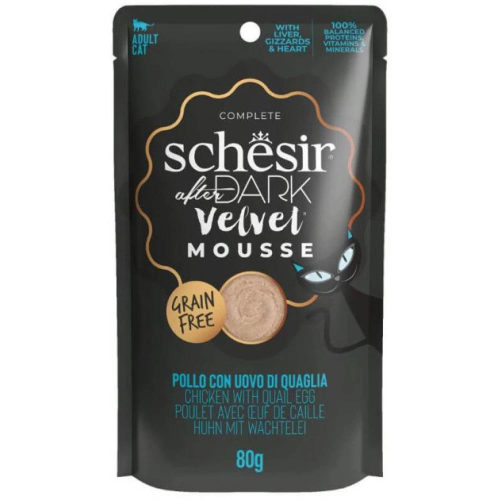 Schesir Cat After Dark Velvet Mousse pouch κοτόπουλο με αυγό ορτυκιού 12x80gr