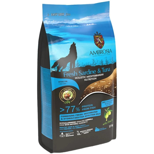 Ambrosia Mediterranean Grain Free Dog Adult Fresh Sardine & Tuna 5kg