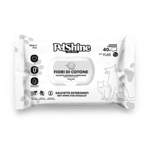 Petshine Υγρά Μαντηλάκια Καθαρισμού Cotton Flowers (40 Φυλλα)